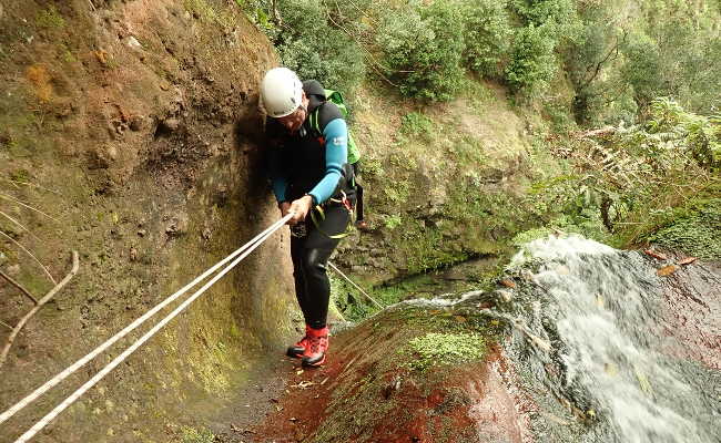 The first waterfall in the Pedra Branca in Madeira